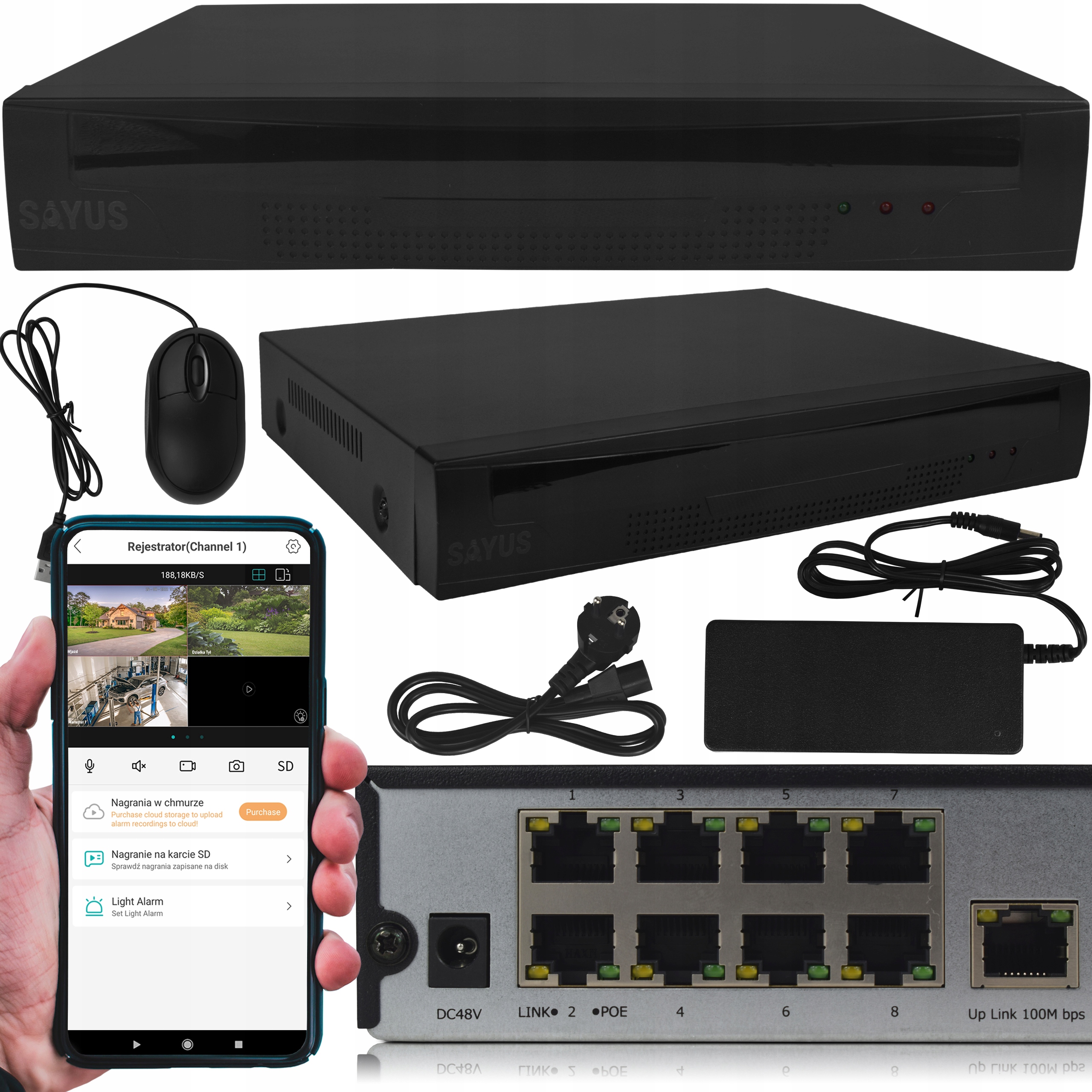 

Rejestrator PoE Nvr Monitoring Ip 8 Kanałowy 8MPx