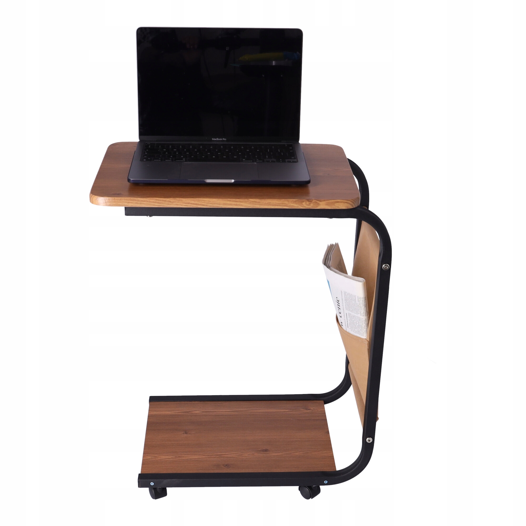 Mobilny stolik kawowy Stolik kawowy boczny na kółkach kolor ciemny