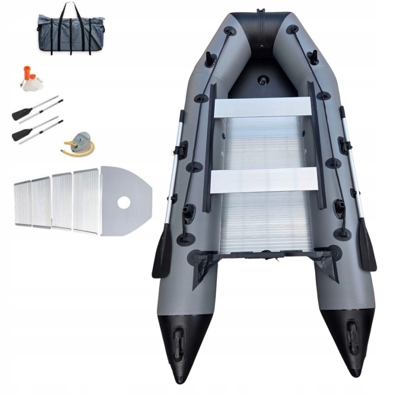 Ponton Kormoran 300D Ciemno Szary Czarny Kil aluminiowa Podłoga z kilem