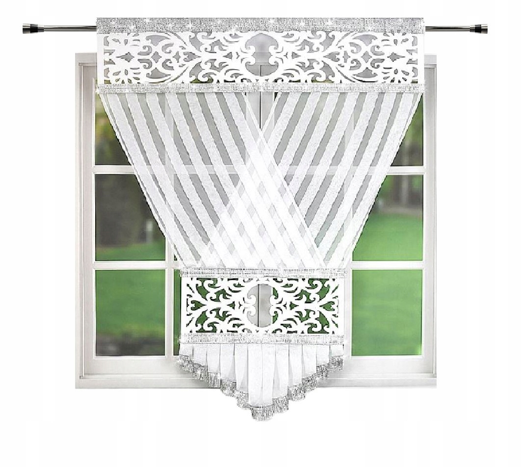 Panel S Ažurem Zirkony Záclona 120x160 Voál Bílý