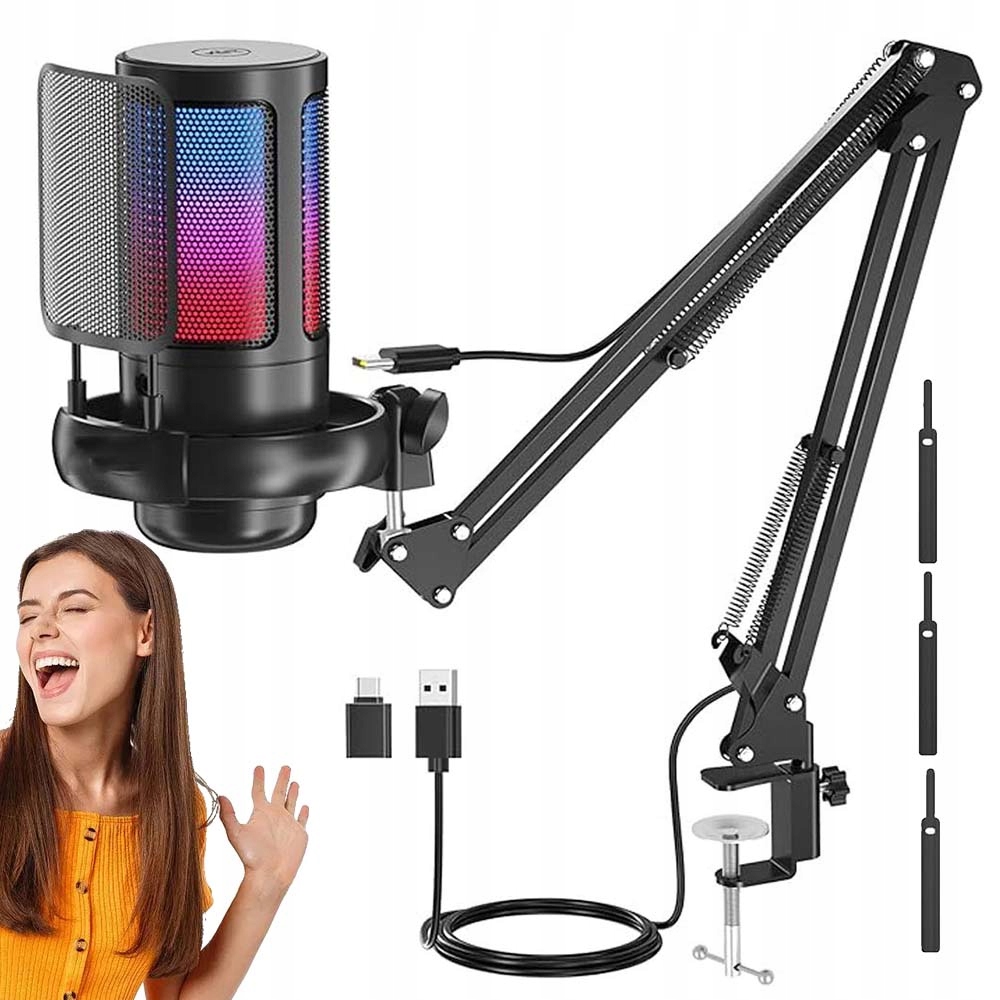 Rgb Kondenzátorový Usb Mikrofon Se Stojanem, Vysoká Kvalita