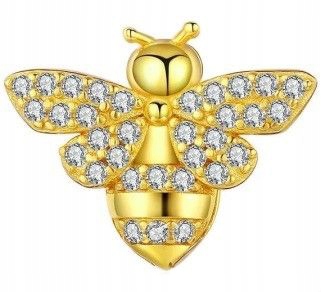 Zlatý Charms Včela Zirkony Hmyz s včelkou Zirkony Stříbro 925