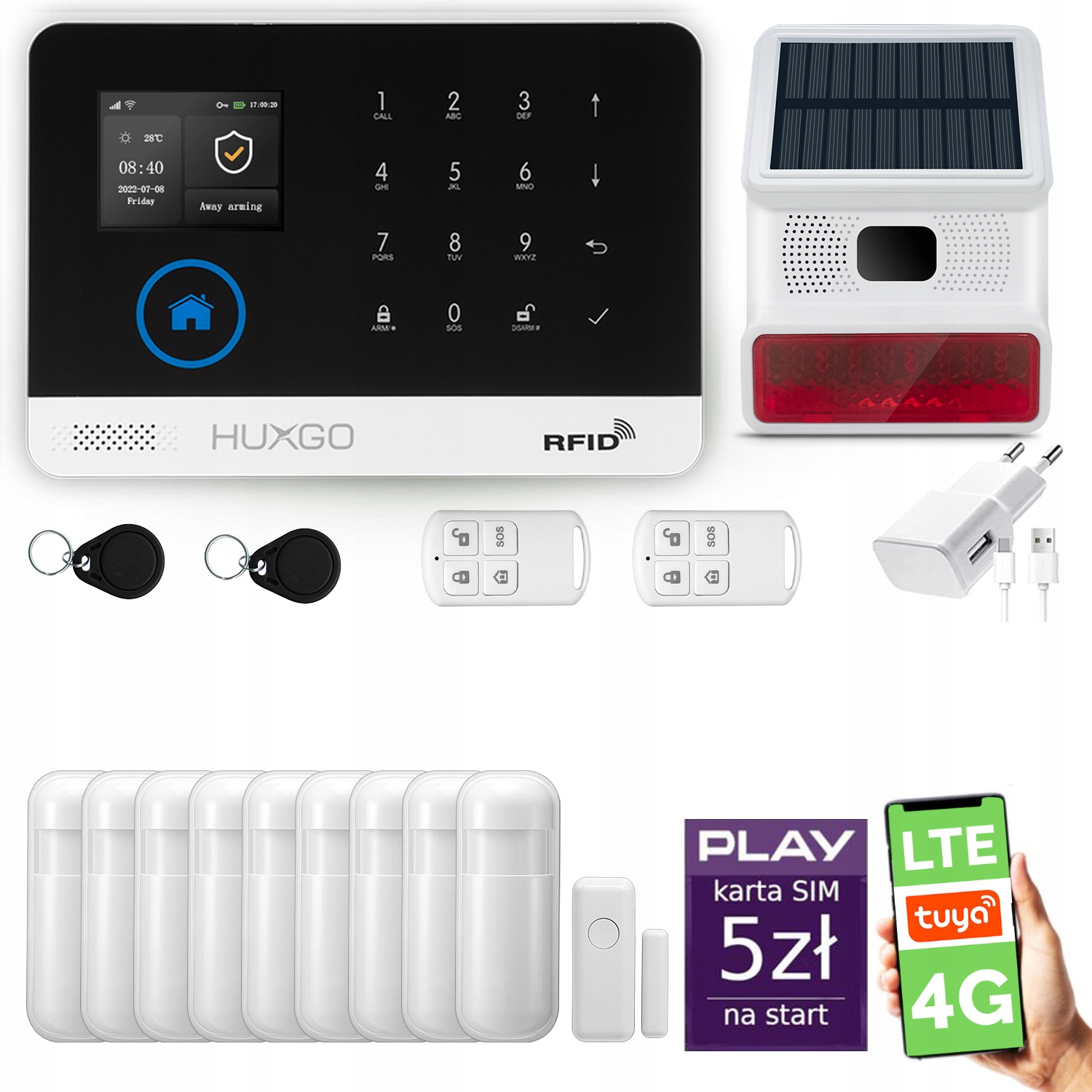 Bezdrôtový alarm WiFi Gsm 4G Lte s aplikáciou Tuya, Huxgo HXA003 4G