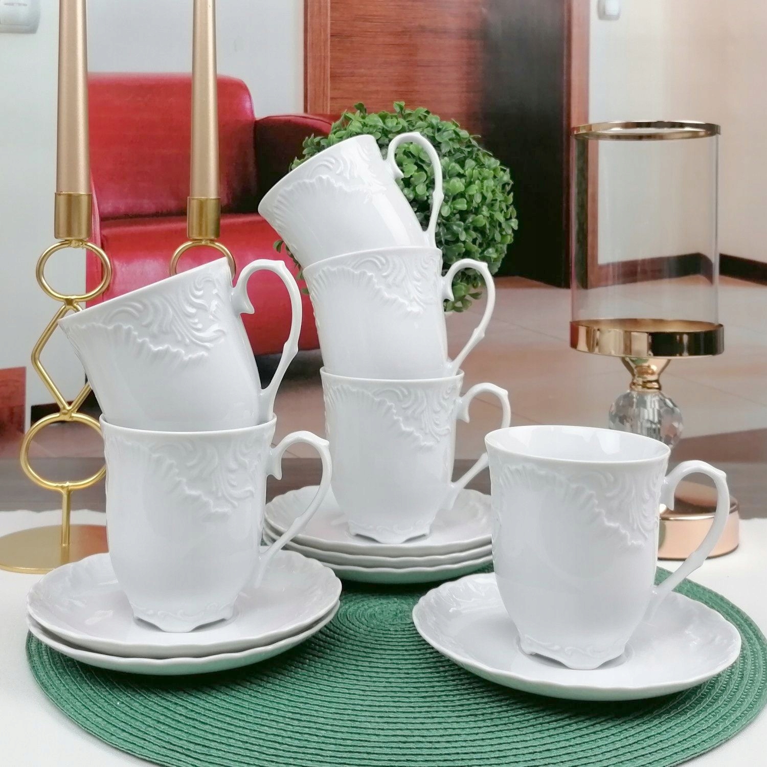 Ćmielów Rococo 0001 12 X Kubek 300 ML Spodki