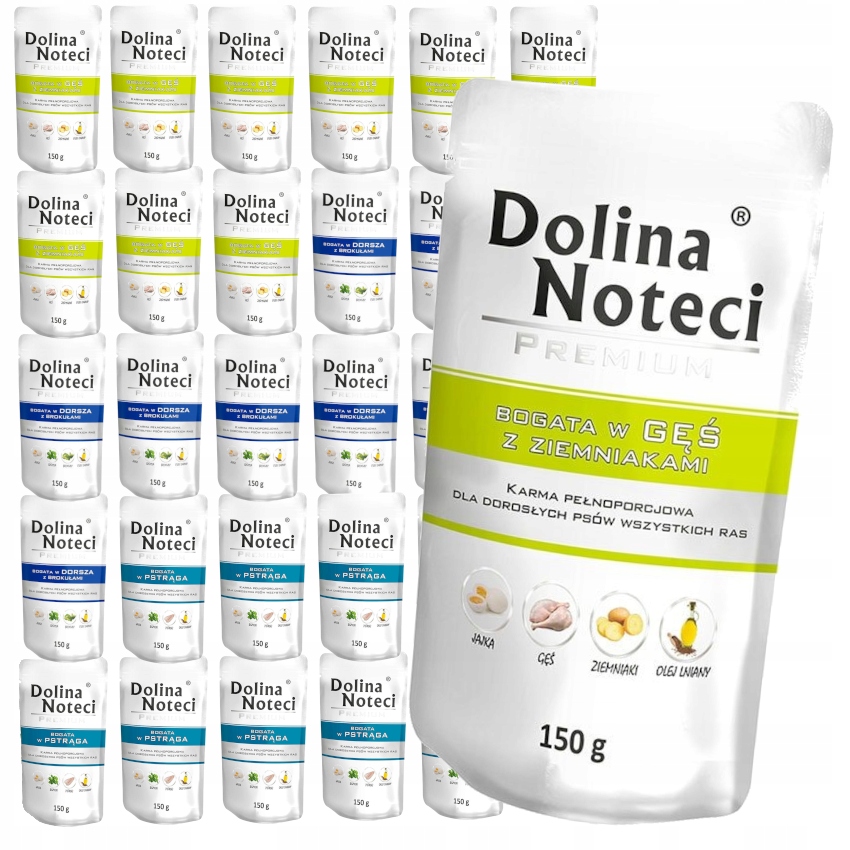 Levně Dolina Noteci Premium Vlhké Krmivo pro psa 30x150 g Husa Příčesek Pstruh