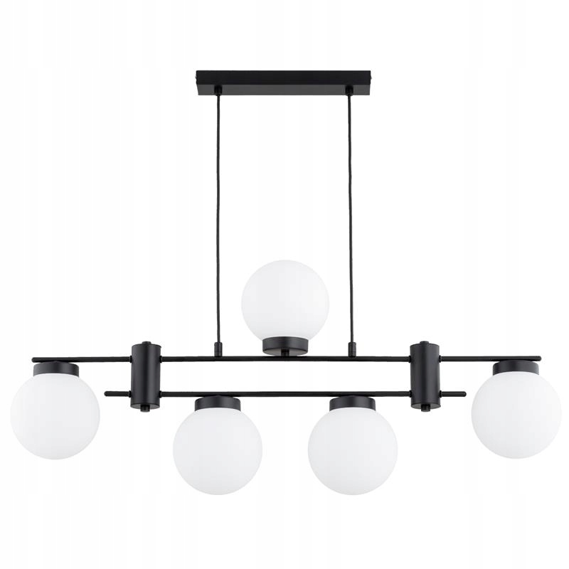 Lampa lustr převislá lišta černá skleněná stínidlo koule Camino 63376.40