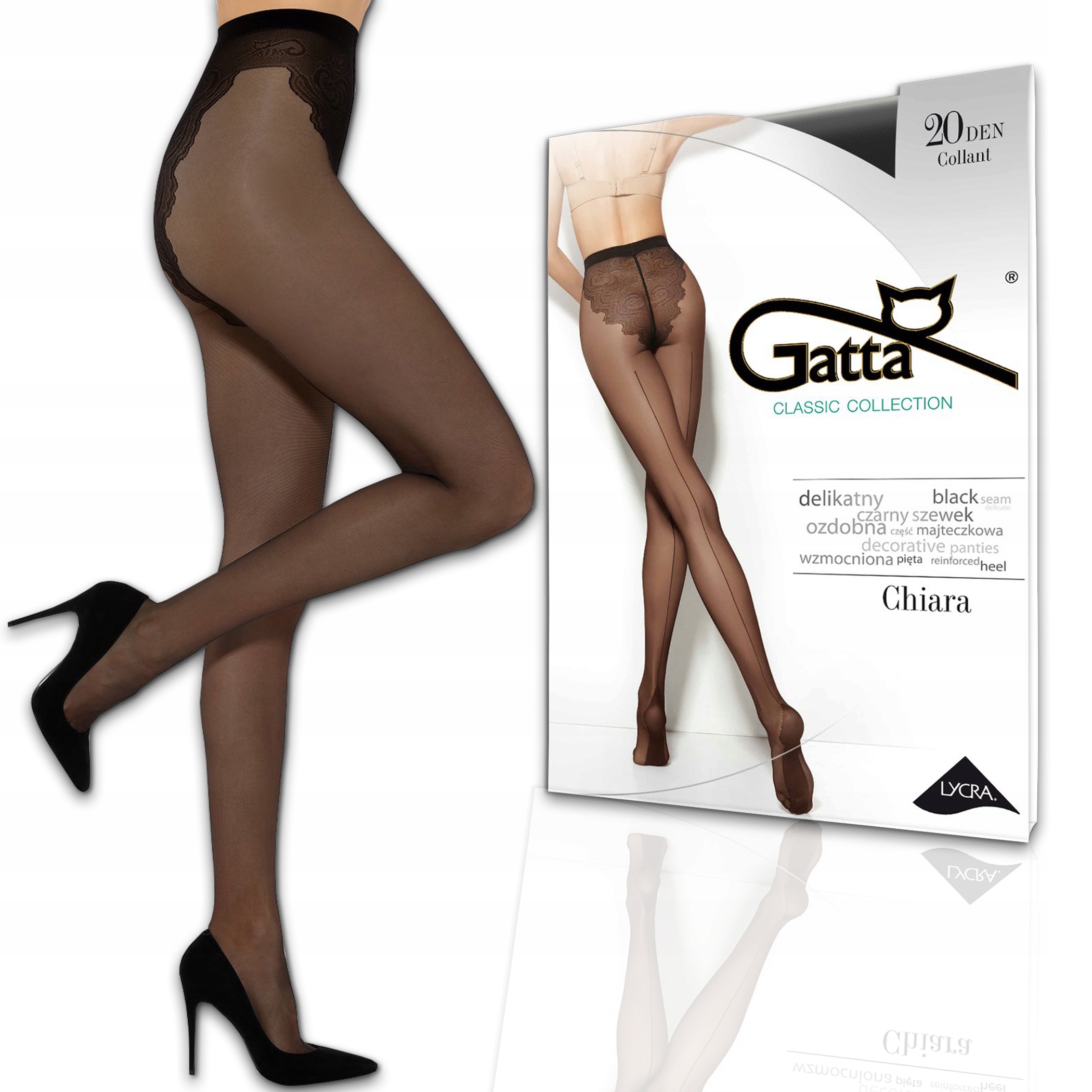 

Klasyczne rajstopy Gatta Chiara 20 den, czarne 3-M