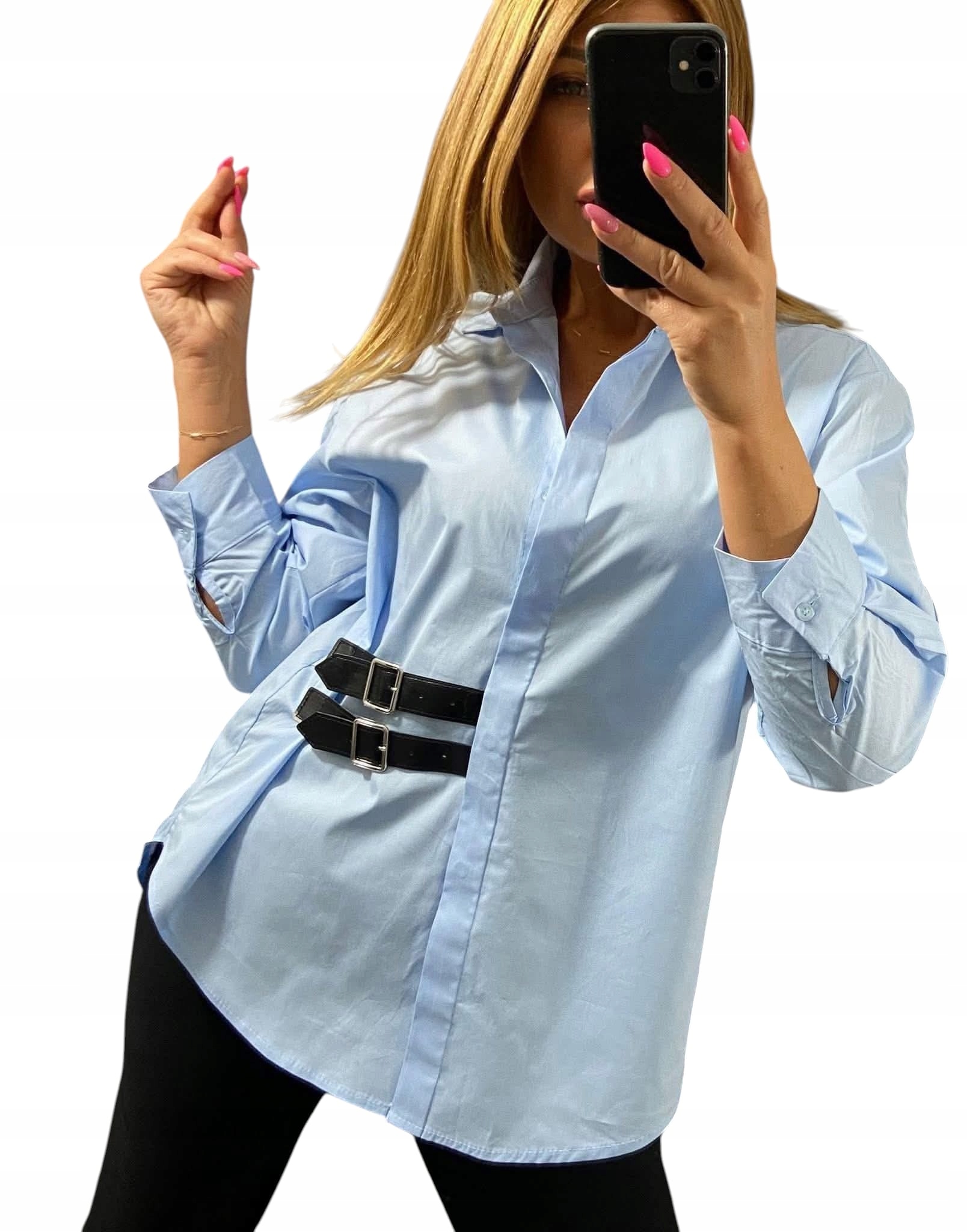 U217 Hladká Košile S Límečkem A Vložkou Modrá vel. 46 (3XL)
