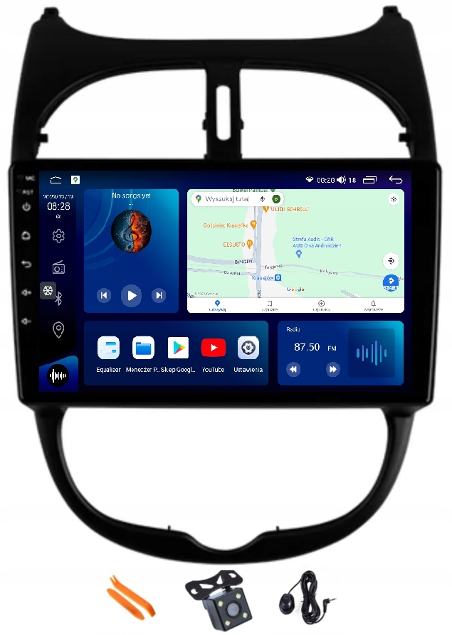 Radio Android Nawigacja Qled Carplay 128GB Peugeot 206 206CC 206SW 00-10