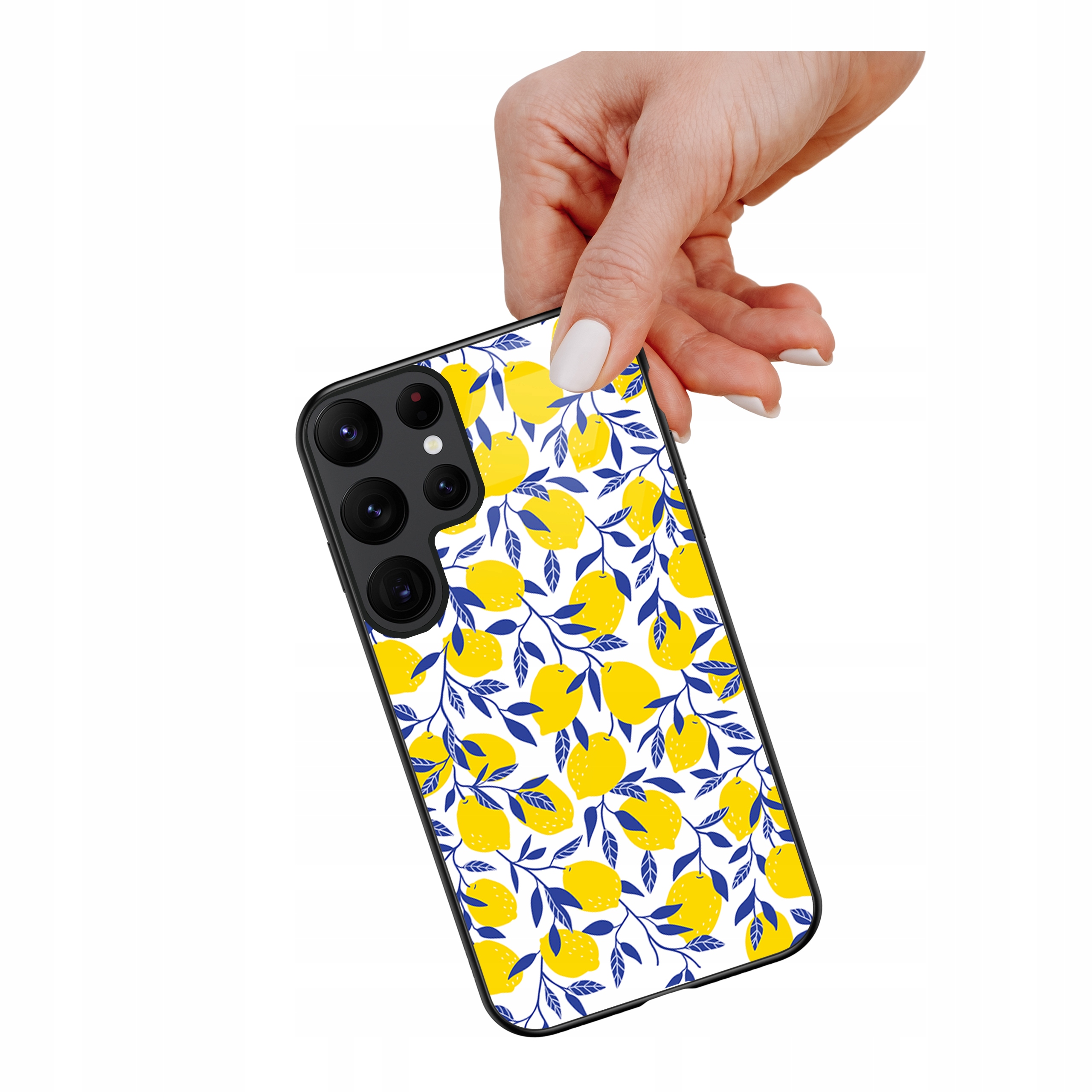 Etui szklane ceramiczne do Samsung Galaxy S25 Ultra Cytrynki kobalt