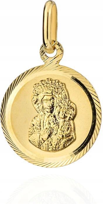 Zlatý medailonek 585 Panna Maria Čenstochovská v diamantovém kolečku malý
