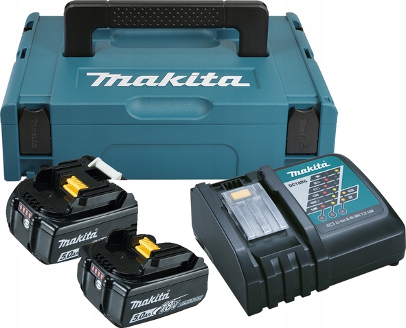 Zestaw akumulatorów Makita 197624-2 BL1850B 2x aku ładowarka DC18RC walizka