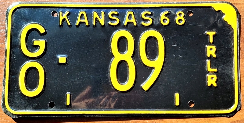 Kansas 1968 - tablica rejestracyjna z USA