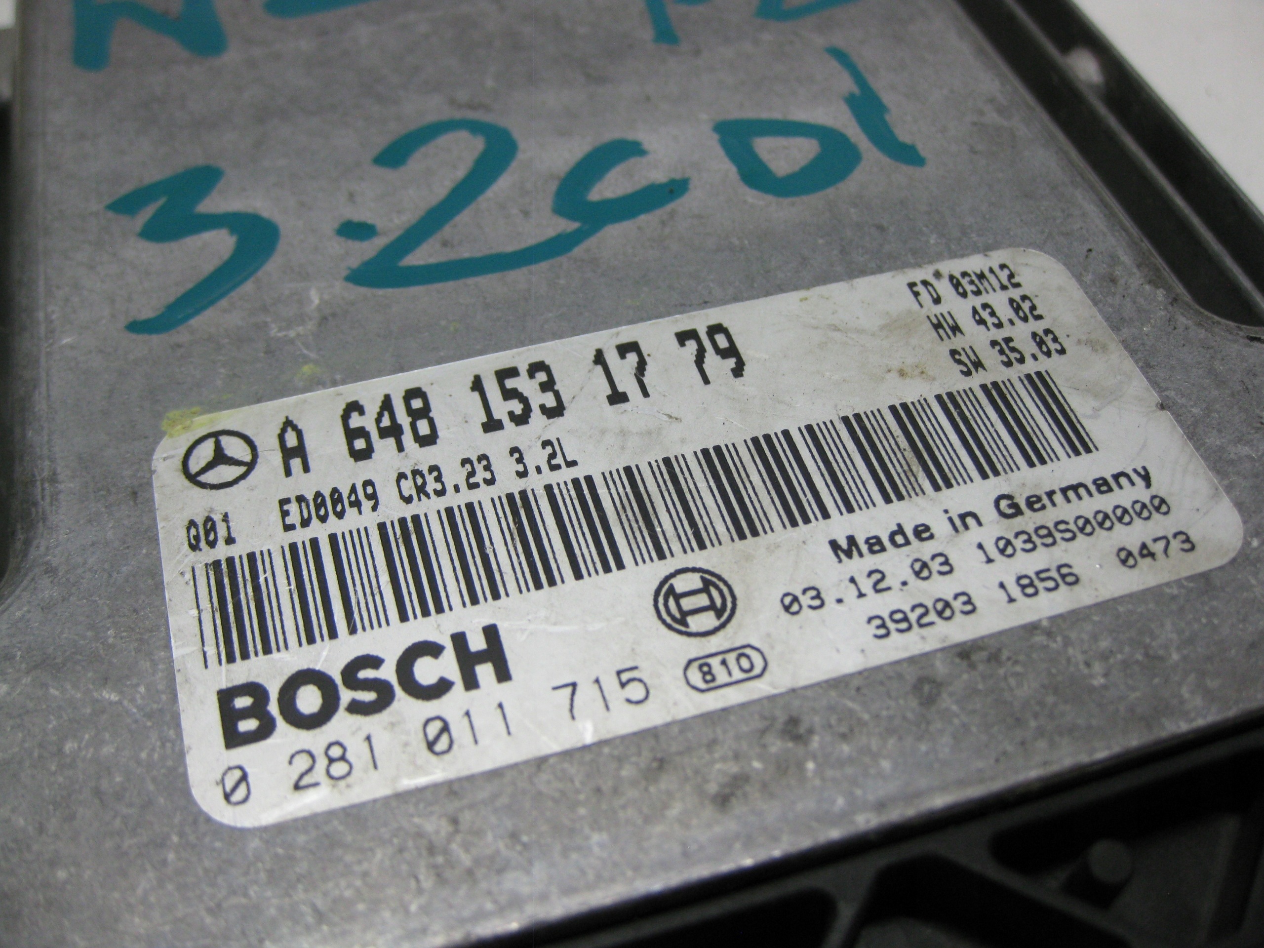 MERCEDES W220 3.2 CDI module control unit computer of the engine A6481531779