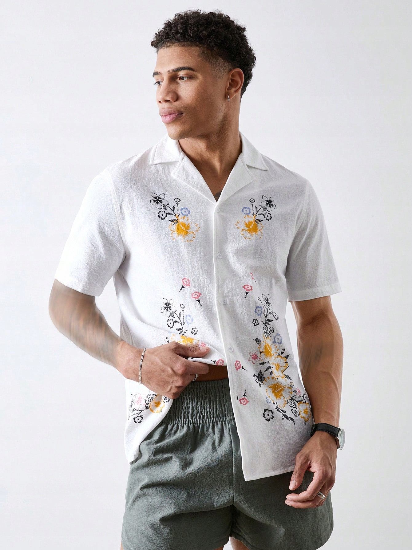 Pánská Letní Bavlněná Souprava Kraťasy Casual Shein XL