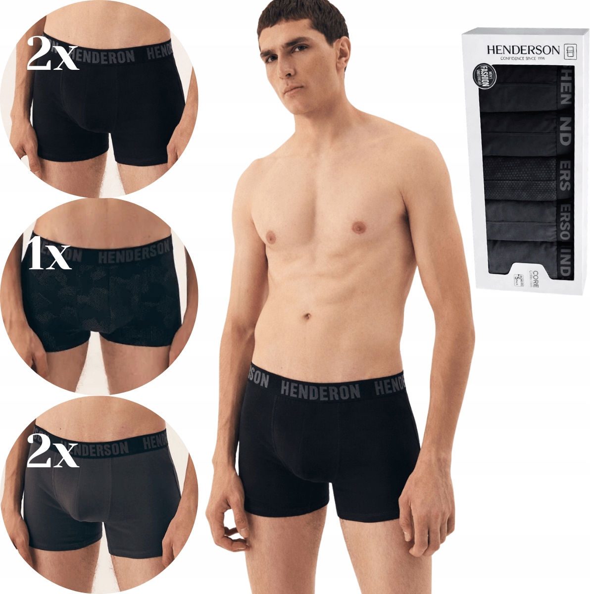 Pánské přiléhavé boxerky s krátkými nohavicemi 5 párů Henderson 43170 Soul L