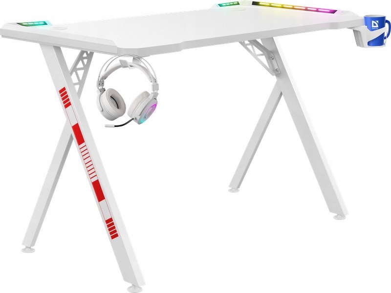 Písací Stôl Defender Infinity Rgb Biely Herný