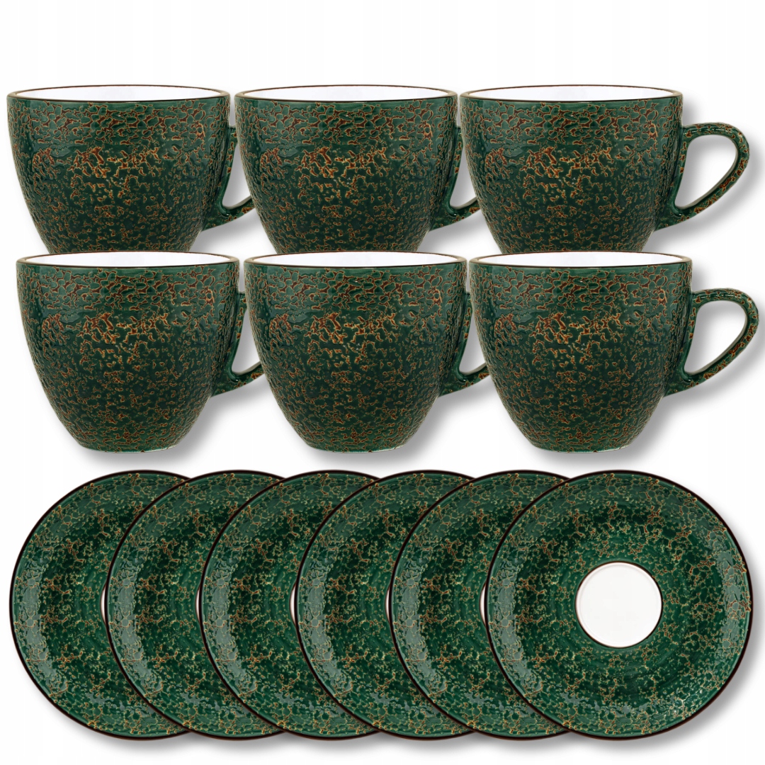 Šálka na čaj porcelánová káva zelená 300ml a podšálka 15cm Wilmax