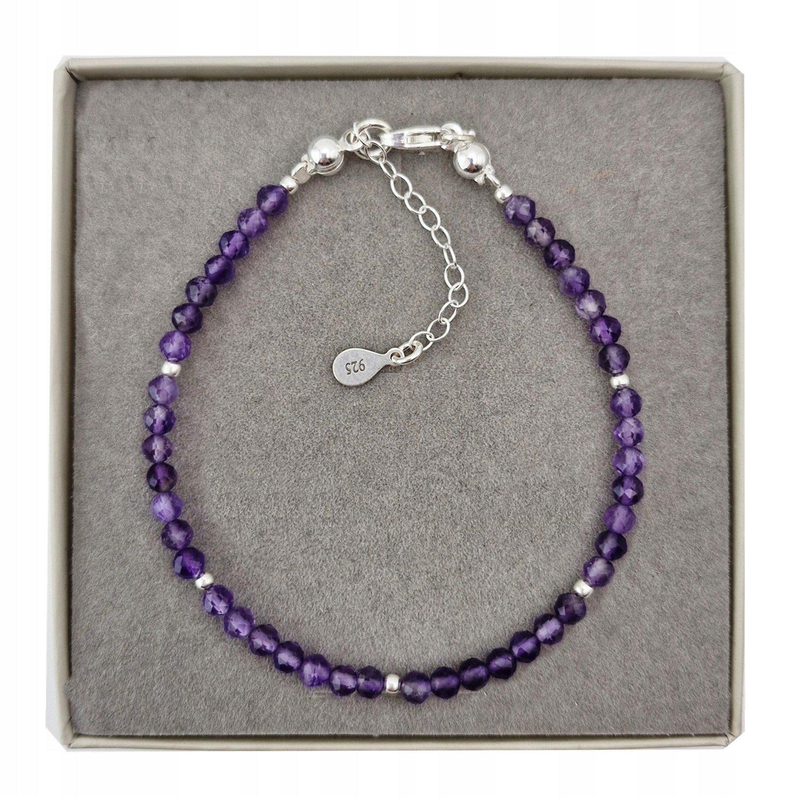 Bransoletka srebrna 925 ametyst kamienie naturalne biżuteria damska srebro