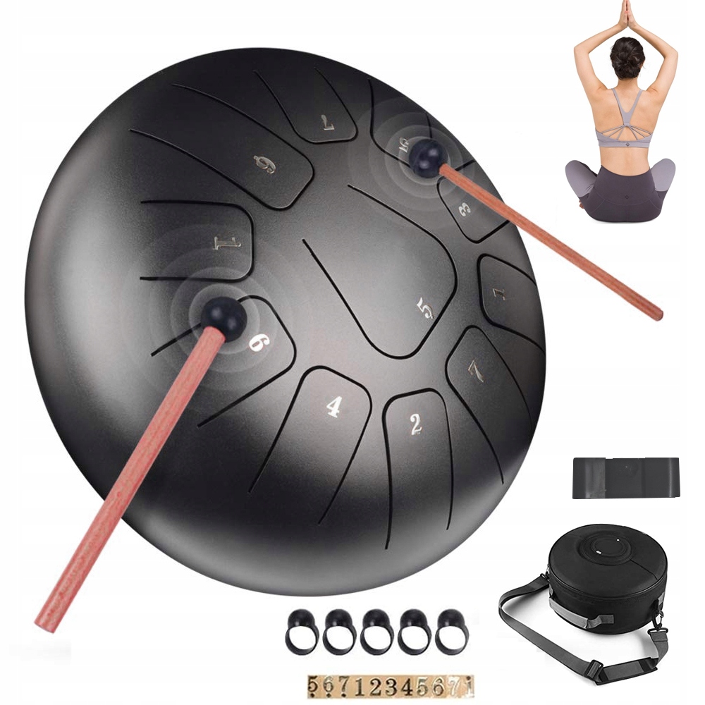 Jazykový Buben 10 Palců Černý Bicí Hudba Terapie Jóga Dárek