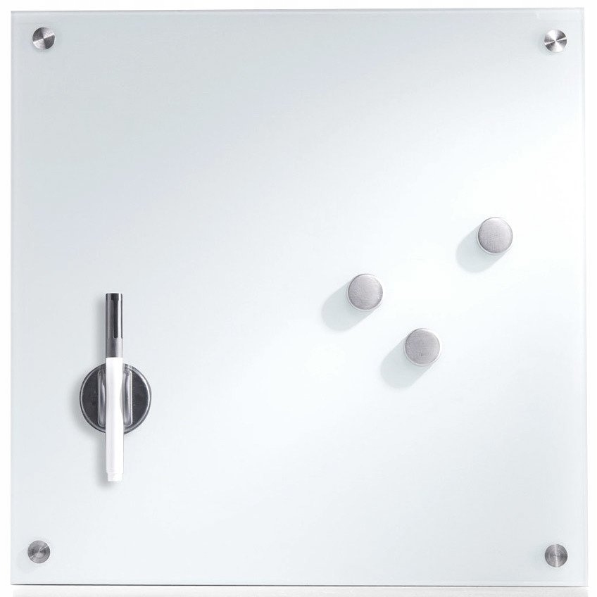 

Szklana Tablica Magnetyczna, Biała 40x40 3 magnesy