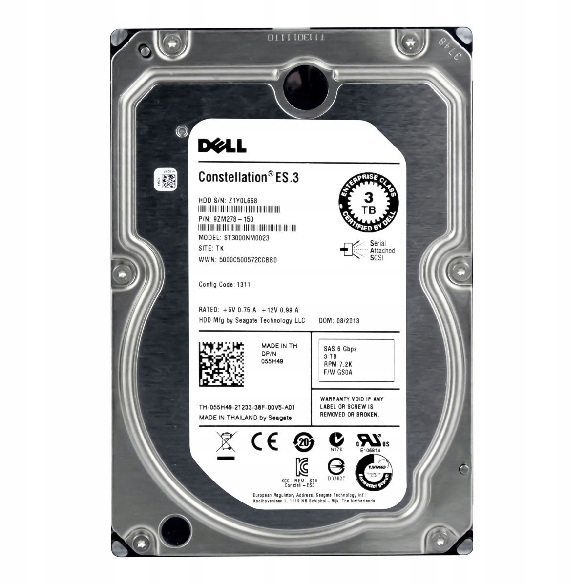 Dell 055H49 3TB 7.2K 128MB SAS-2 3.5'' ST3000NM0023