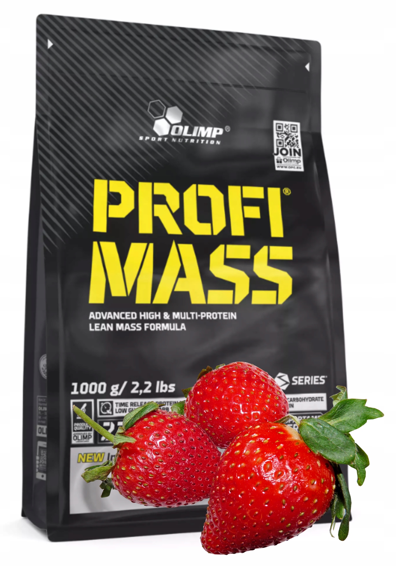 Olimp Profi Mass 1000 g Jahoda Gainer Bílkoviny Doplněk Stravy Masa Bulk Svaly