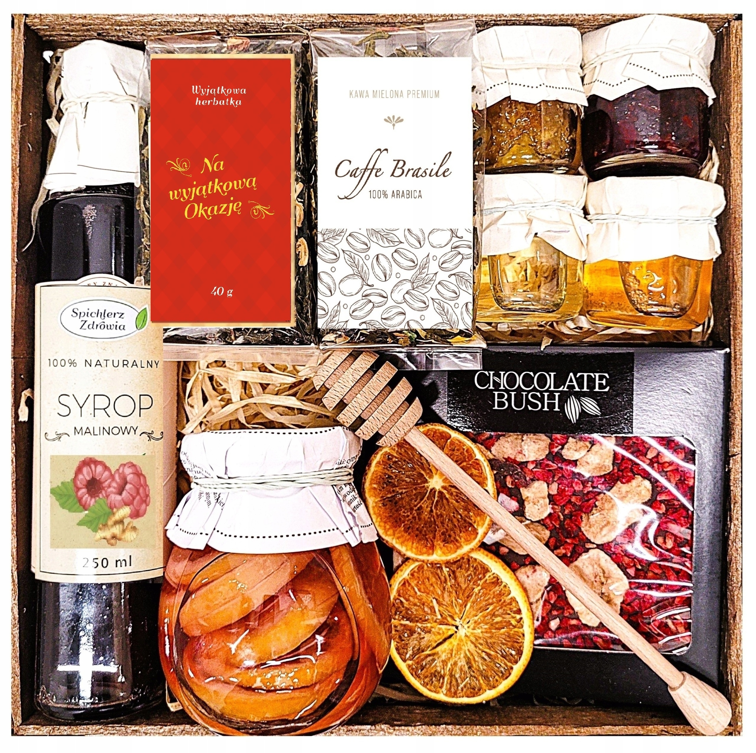Levně Dárkový Koš Dárek Dárkové Balení Čaje Káva Med Čokoláda Citrony