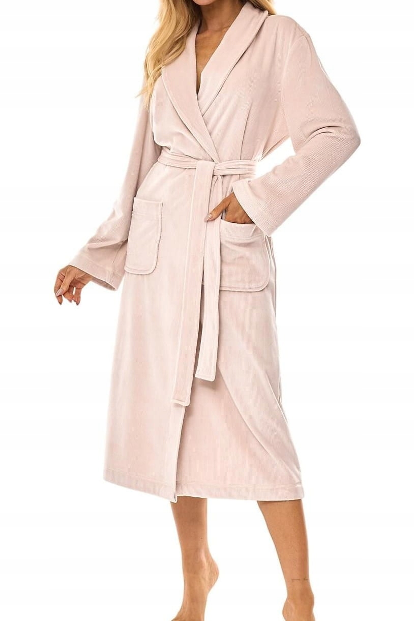 Dlouhý dámský župan L&L 2510 Aura béžový [Velikost L]