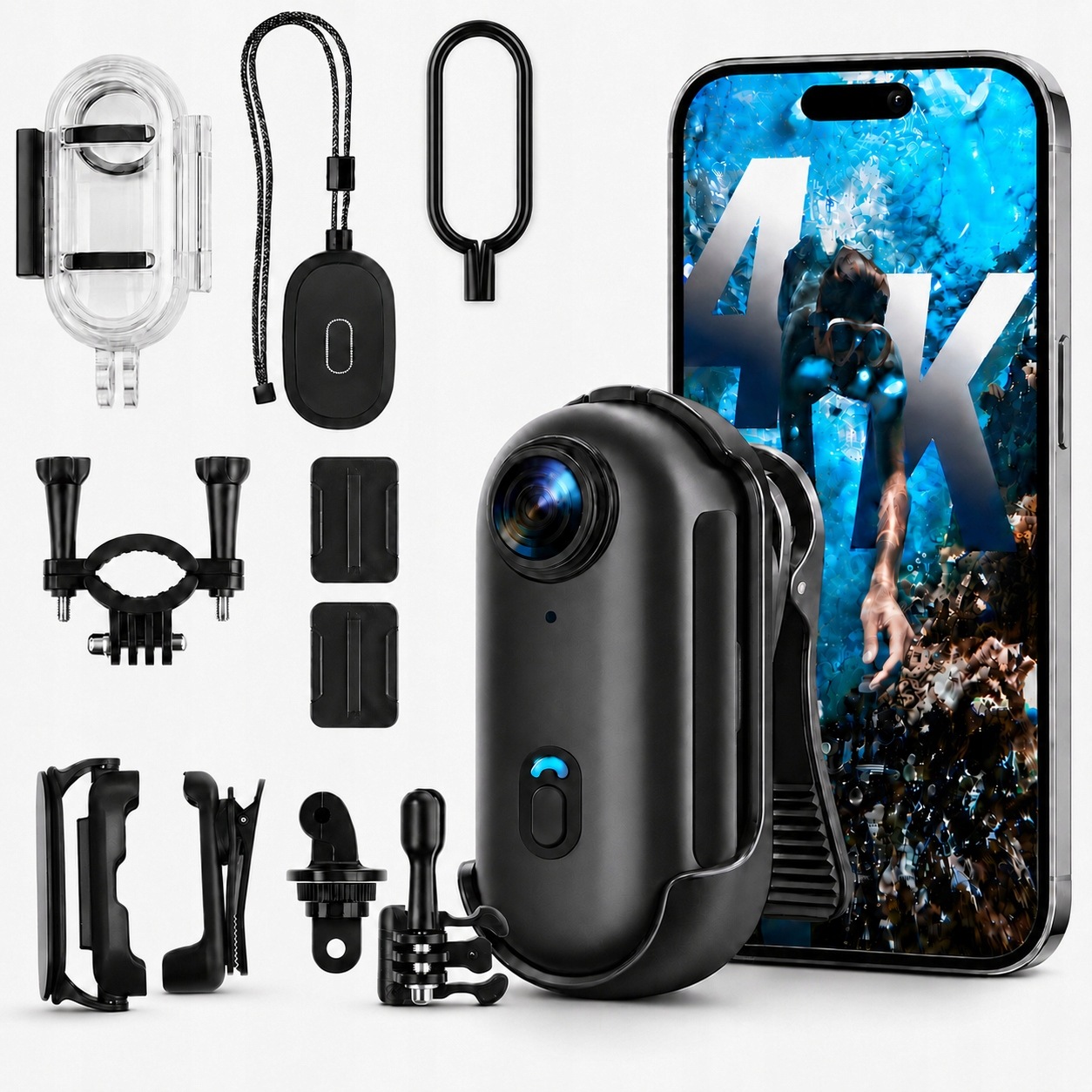 Mini Sportovní Kamera WiFi 4K Voděodolná Magnetická Sada Příslušenství Pro
