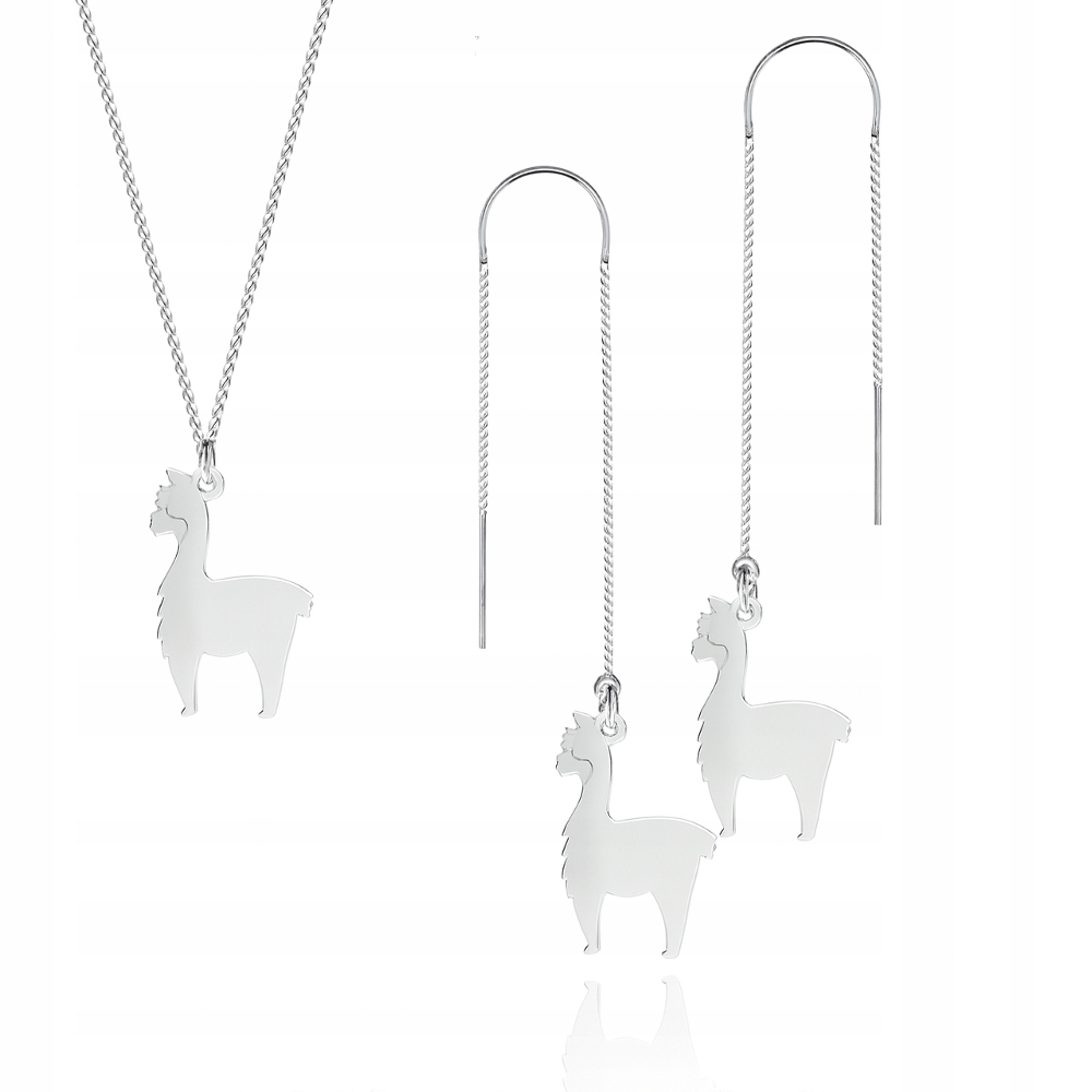 Alpaka Alpaki Lama Stříbrný komplet pancíř náušnice provlékací stříbro 925