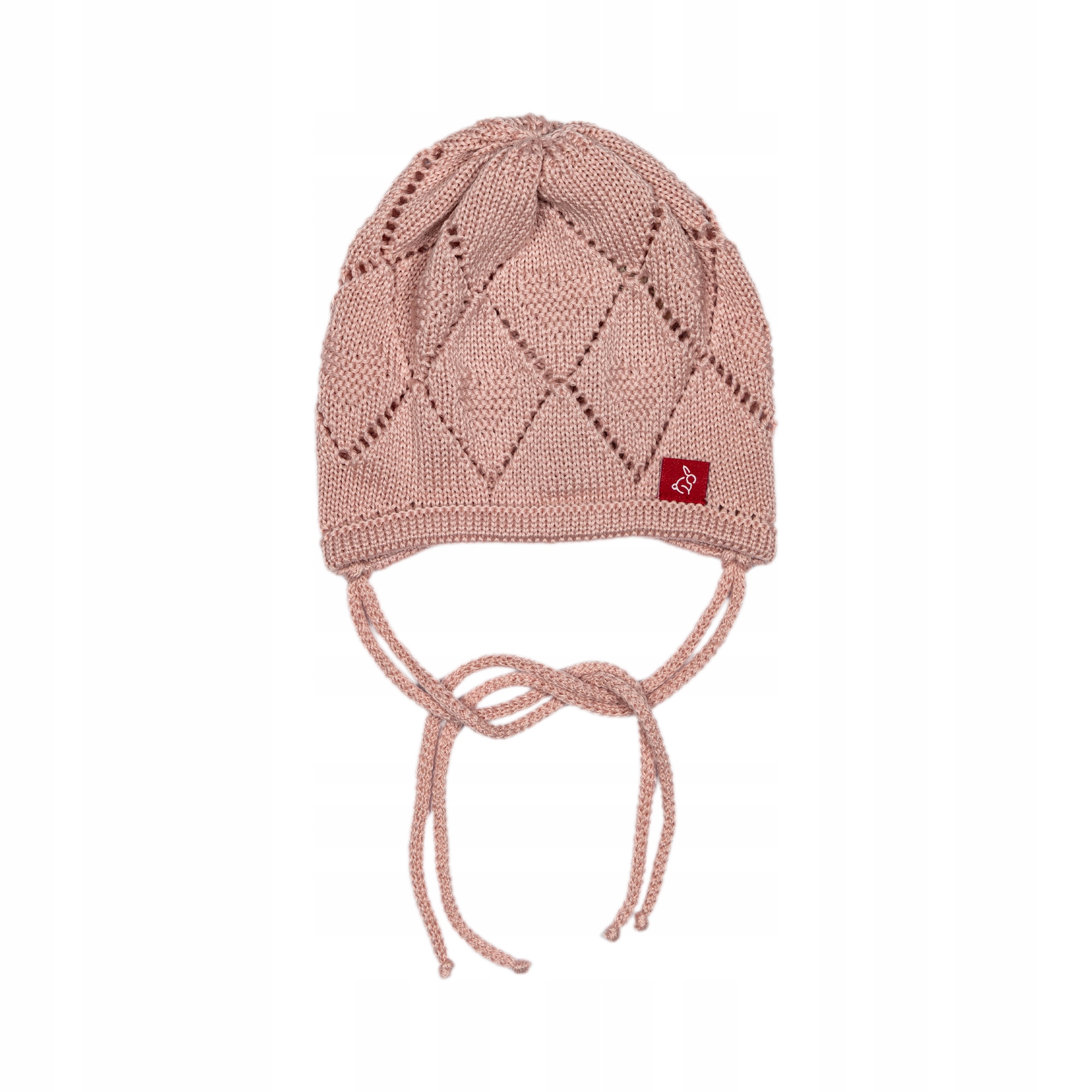 Czapka wiosenna, jesienna, bonetka 100% wełna merino różowa 44/46
