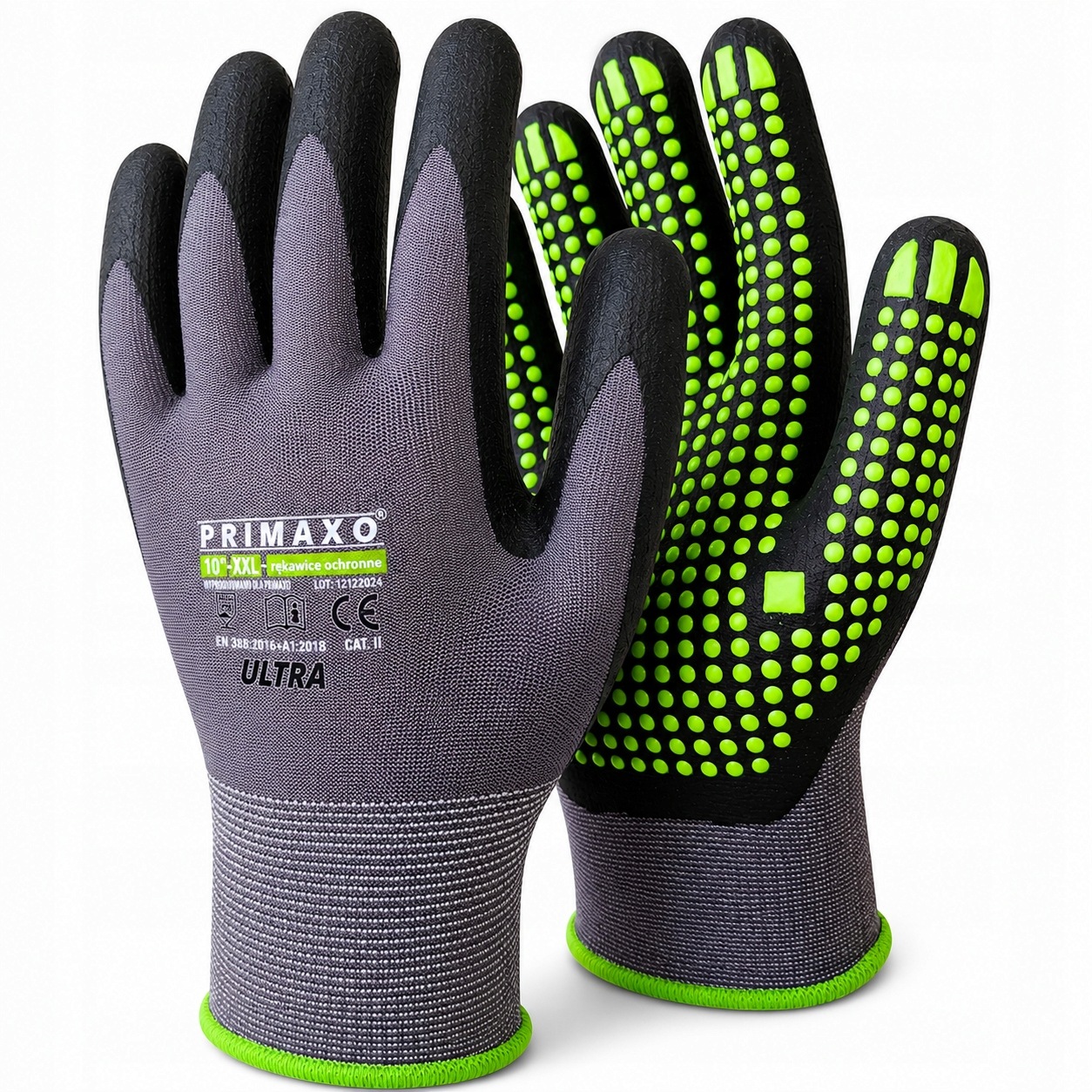 Pracovní rukavice pracovní rukavice Primaxo Ultra s tečkami, 12 párů, S/6