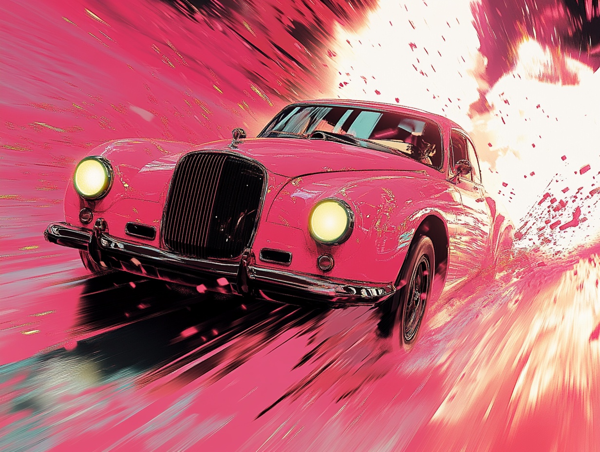 Obraz Na Plátně Canvas Růžový Auto Rychlost Závod Jízda 100x75