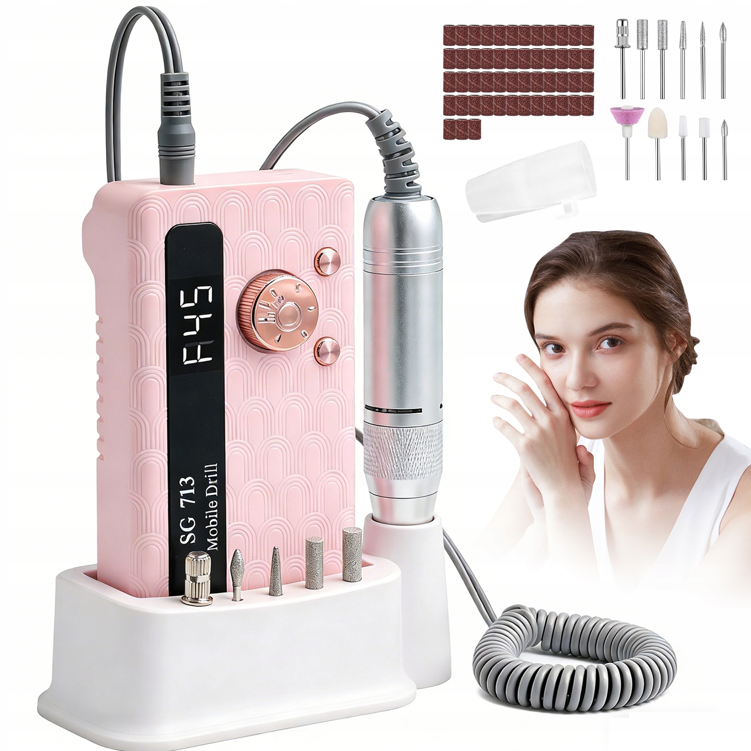 Pilník Na Nehty S Velkou Silou 45000 Ot/min, Usb Led Obrazovka Pro Domácnost