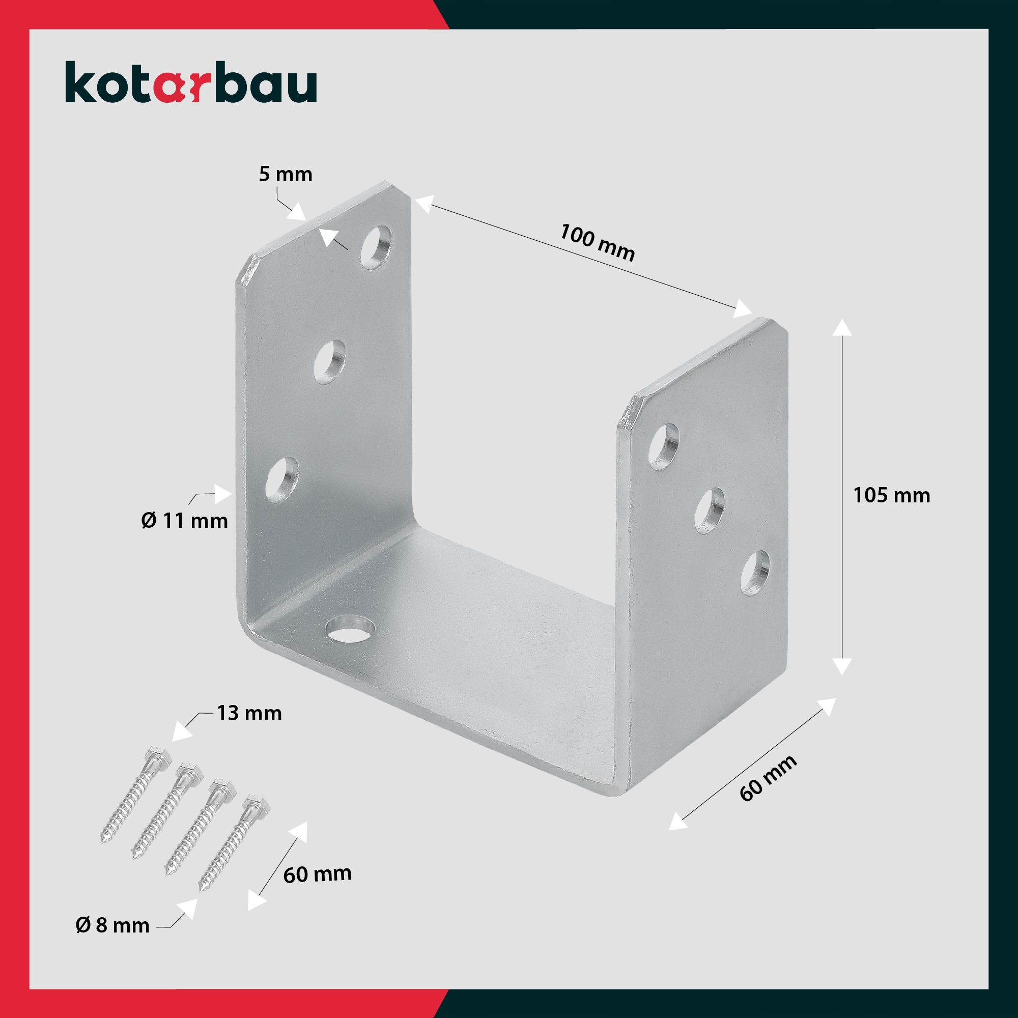 PODSTAWA SŁUPA U PRZYKRĘCANA KOTWA WSPORNIK 100MM Rodzaj podstawa słupa