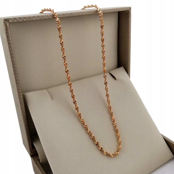 ZŁOTY ŁAŃCUSZEK SINGAPUR 60CM + KRZYŻYK NA PREZENT Materiał Pozłacany