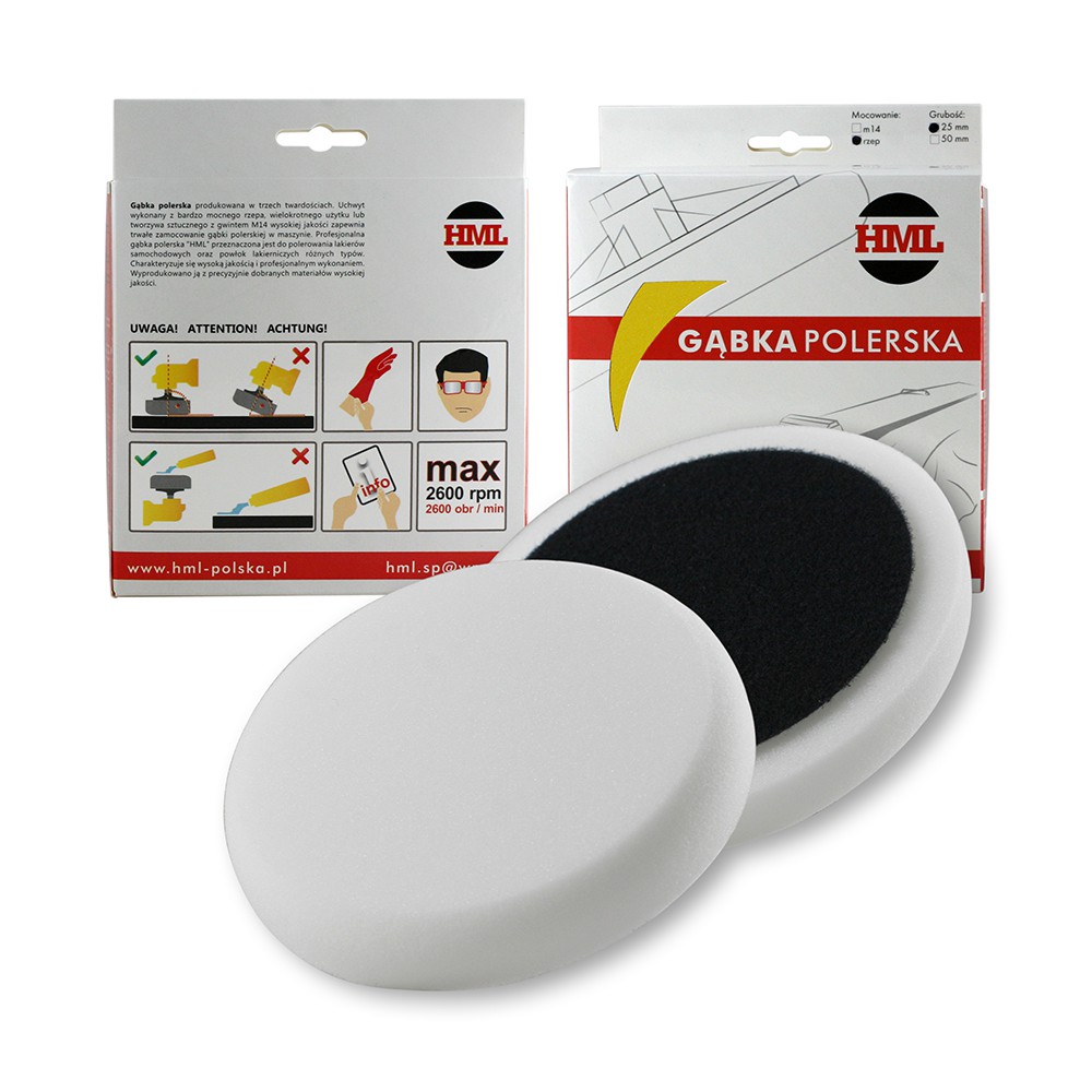

Gąbka Polerska Biały 150mm mocowany na rzep 125mm