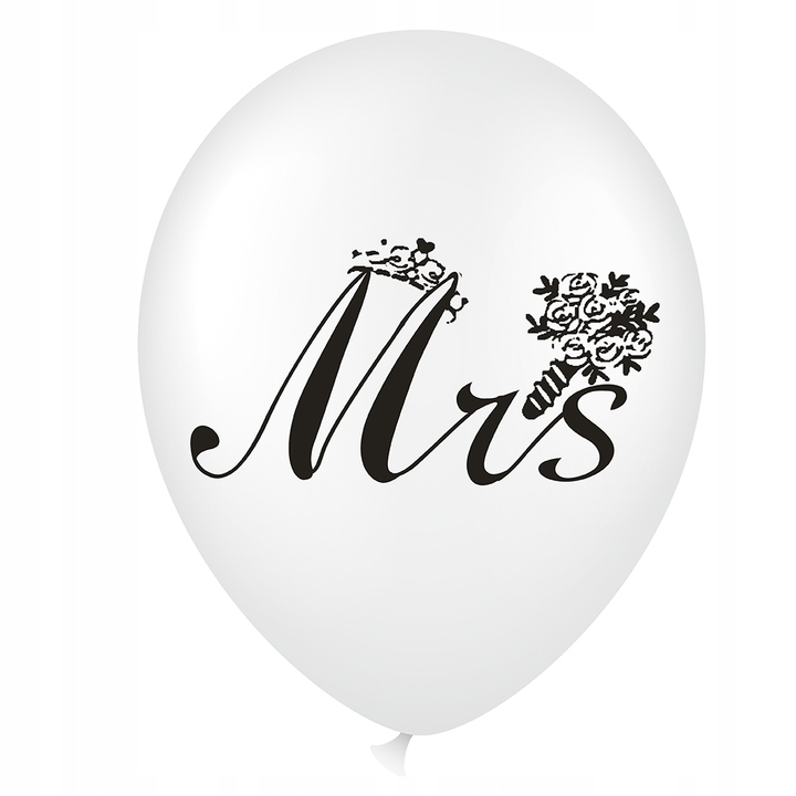 

Balon biały z nadrukiem Mrs 18cali
