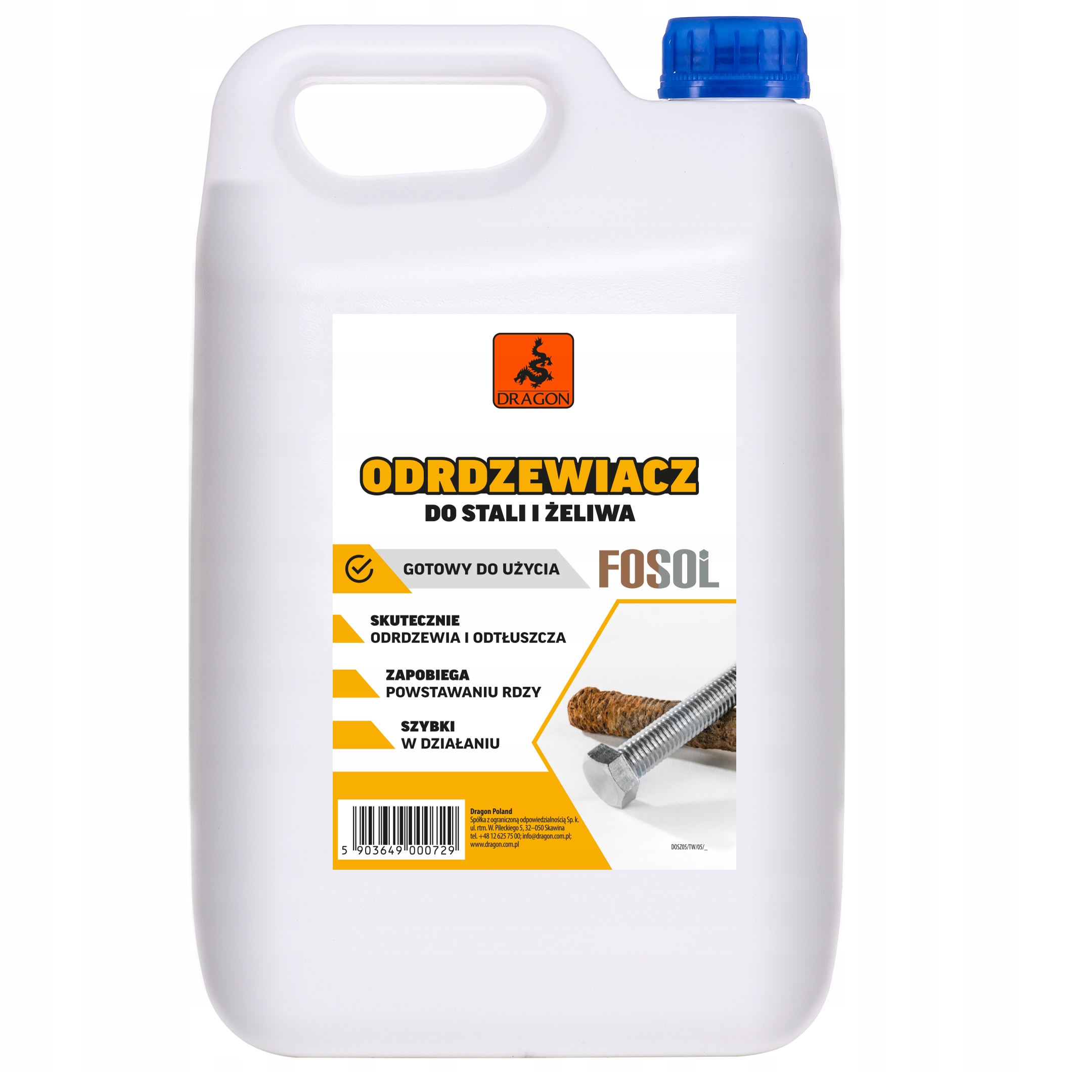 ODRDZEWIACZ DO STALI I ŻELIWA 0,5L FOSOL DRAGON Producent Dragon