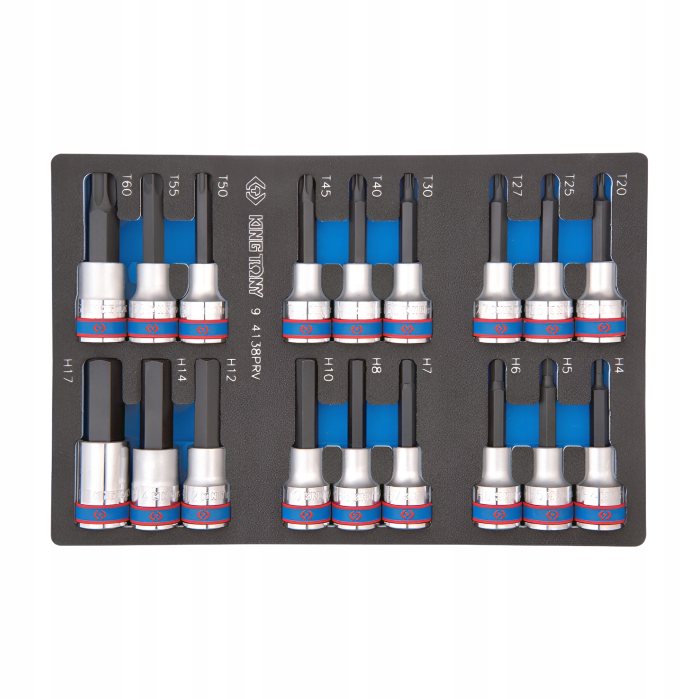 Sada Dlouhých Nástavců 1/2" Hex H4-H17 Torx T20-T60, Pěna Eva