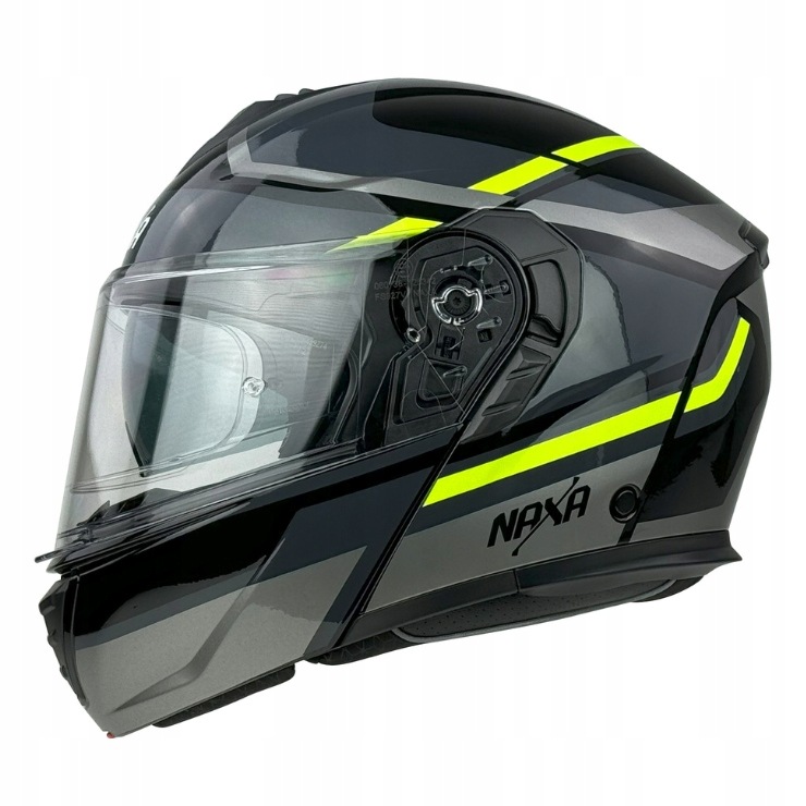 Naxa F07 Motocyklová Prilba Čeľusťová Čierna Grey Fluo Pinlock XXL