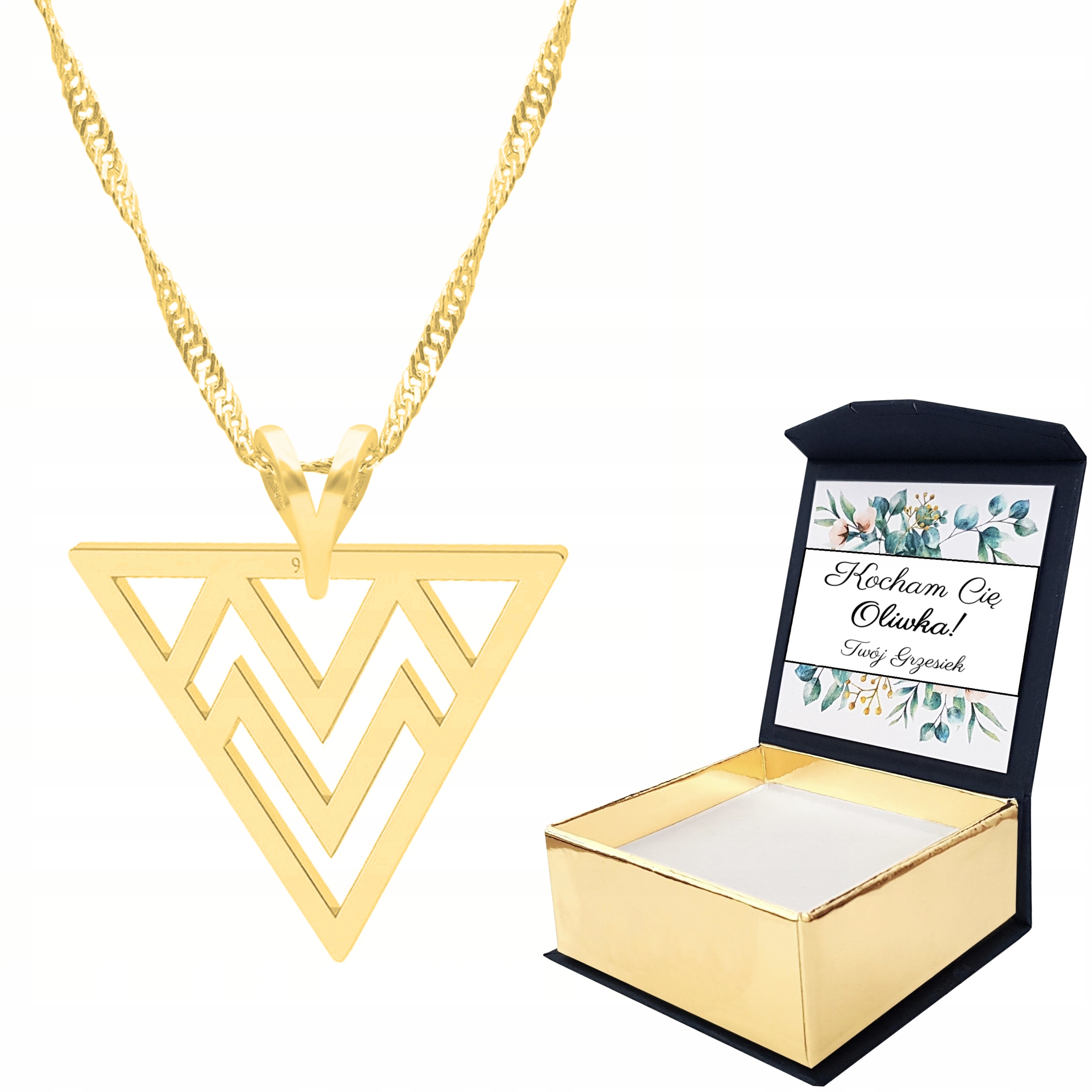 Zlatý náhrdelník Trojúhelník Trojúhelníky Vlastní Potisk