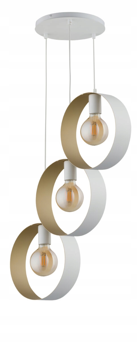 Závesná lampa bielo-zlatá Happy 3xE27 15W moderná Sigma Lighting