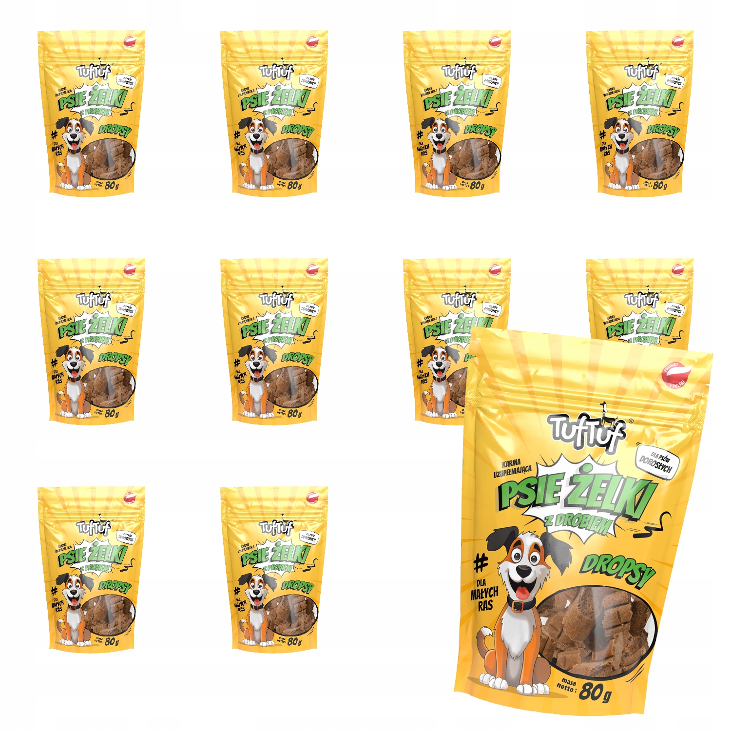 Levně Pochoutky Pro Psa TufTuf Psí Želé Dropsy S Drůbeží Sada 10x80g