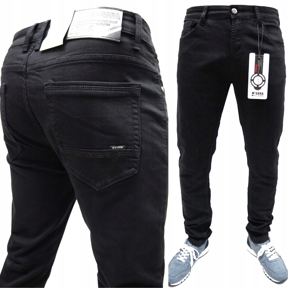 M.sara Denim Pánské Džínové Kalhoty Zúžené Slim Elastické Černé W30 L32
