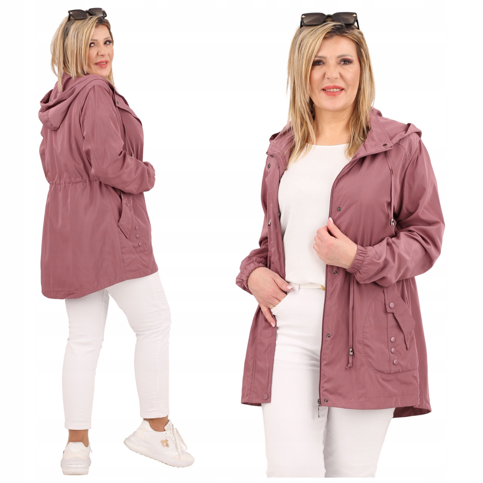 Kurtka Damska Parka Cienka Jesienna Przejściowa Z Kapturem Rozmiary