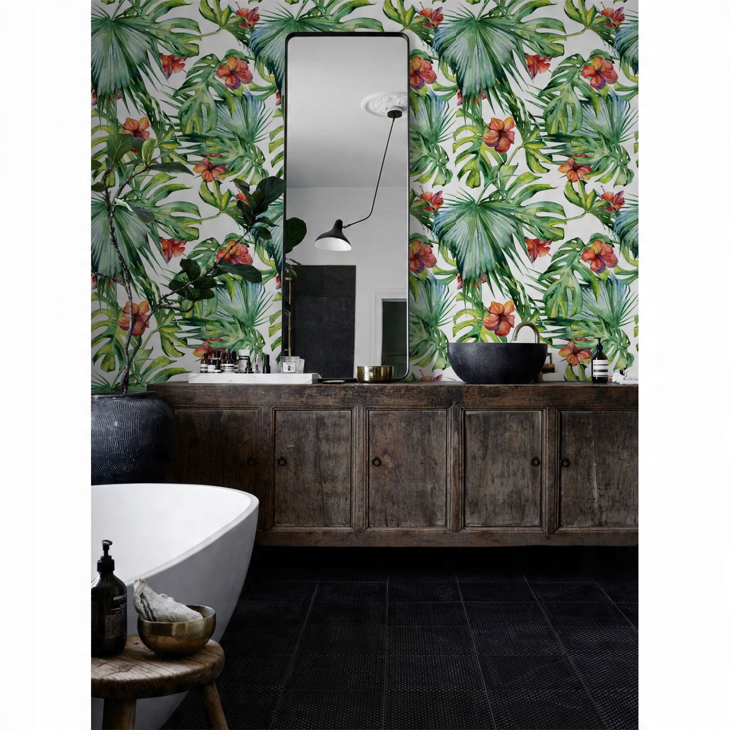 

Tapeta ścienna Hawajskie liście i kwiaty 250x250cm