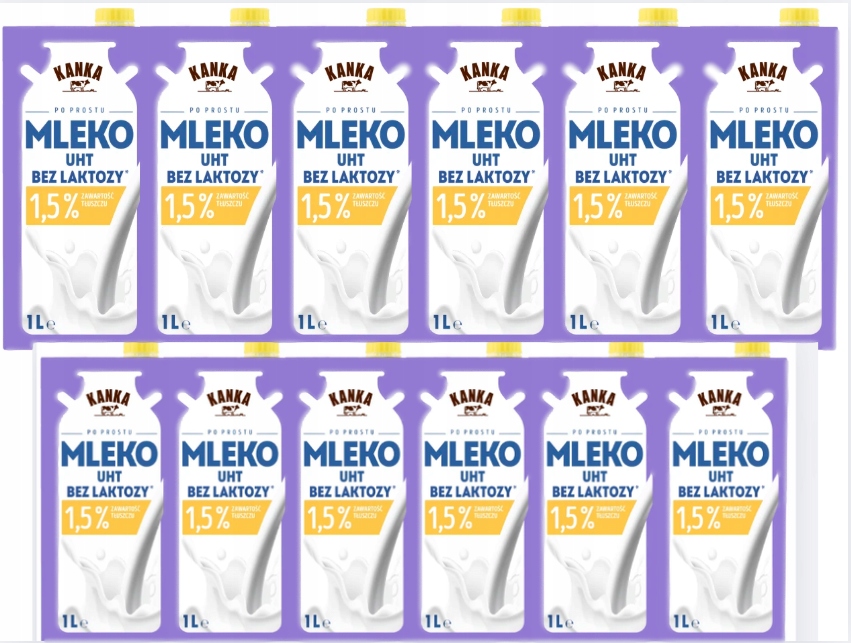 Kanka Mléko bez laktózy 1,5% Uht 1L x Sada 12 Kusů