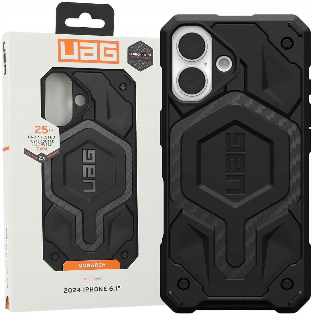 Puzdro Uag pre iPhone 16, pevné puzdro na telefón, z karbónu na kryt, pancierové